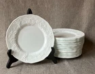 Set of 4, VTG Indiana Glass Milk Glass Harvest Grape 8" Round Snack/Lunch Plates