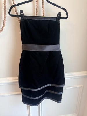 AFTER FIVE BLACK VELVET STRAPLESS DRESS WOMENS SIZE 8 VINTAGE INSPIRED 80'S