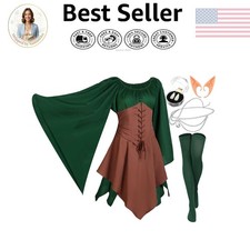 5-Piece Women's Renaissance Medieval Fairy Costume Set for Halloween Elegance