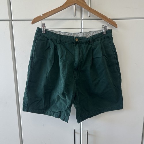 Bill Blass, Vintage Bill Blass Mens Pleated Chino Shorts Forest Green Cotton W34