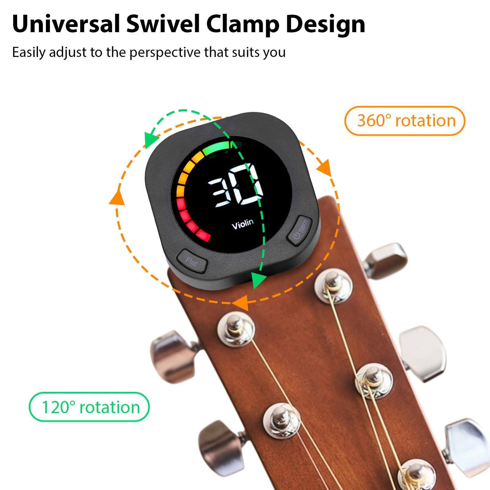 Guitar Tuner Clip On For Chromatic Guitar Bass Violin Ukulele Portable ZGZD