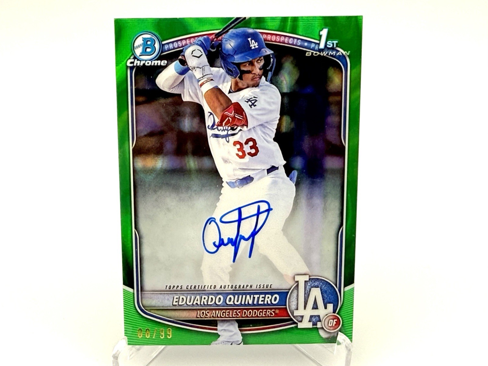 2025 Bowman Eduardo Quintero True Green /99 Auto RC Dodgers 