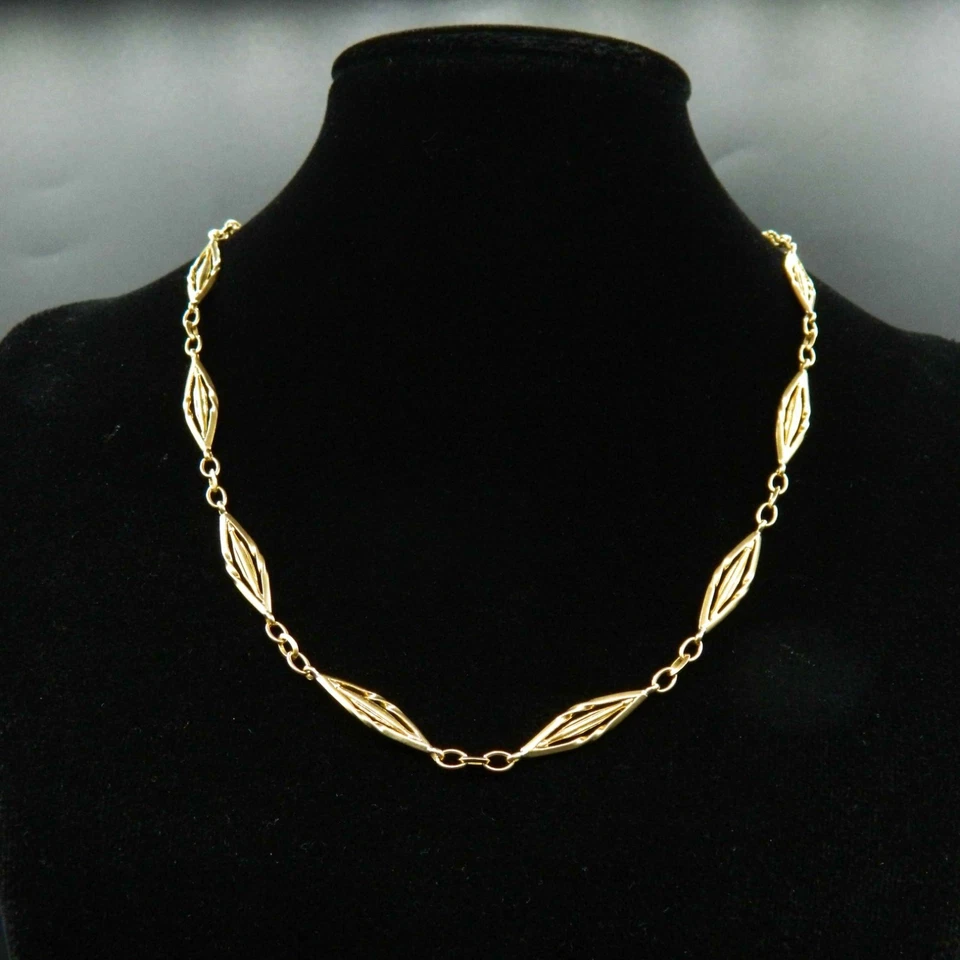 O947-Ancienne Chaîne de Montre en Or jaune 12K portée en collier - Poinçon ArgOr