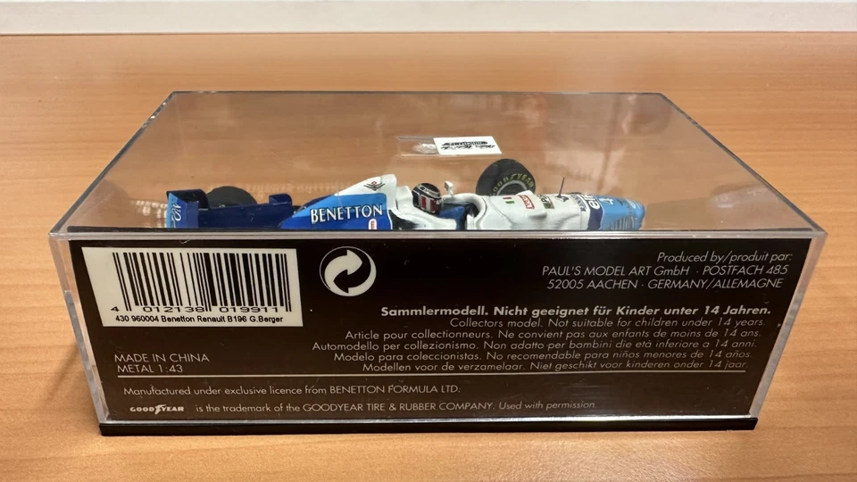 MINICHAMPS 1/43 Benetton Renault B196 (1996) - #4 G. Berger - Immagine 2 di 2