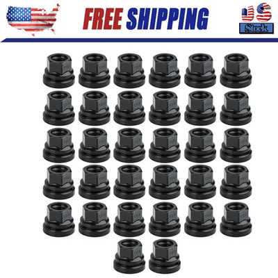 #ad 32PCS Black Wheel Lug Nuts 14x1.5 Flat Washer Fit Ford F250 F350 2003 2023 $55.00