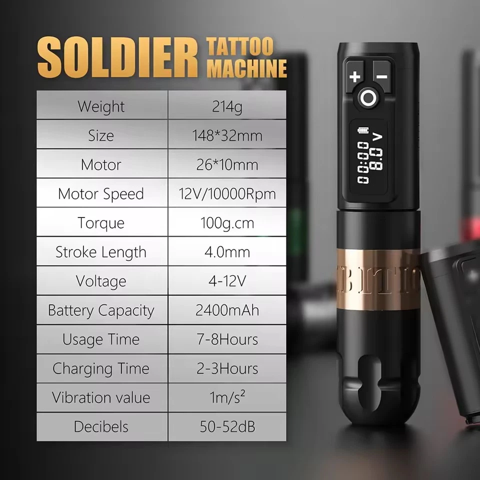 Wireless Rotary Tattoo Pen Machine Complete Kit 20pcs Needles Set For Beginner - Bild 3 von 4