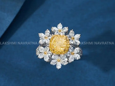 Cushion Simulated Citrine Women Halo Flower Engagement Ring s925 14kW/G Plated