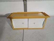 Vintage Gold Bathroom Wall Shelf Cabinet Sliding Doors Mid Century Plastic READ
