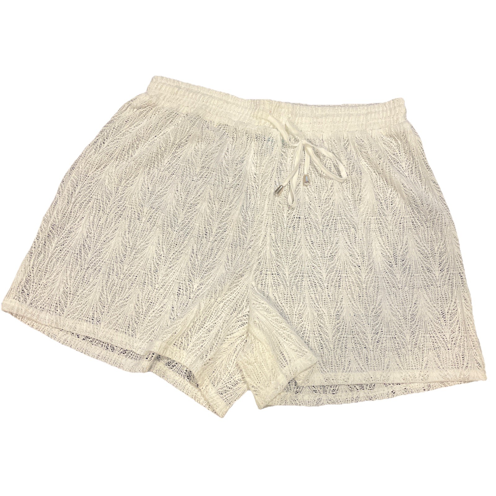 Aruba Blue L openknit beach coverup shorts elastic waist drawstring beach summer