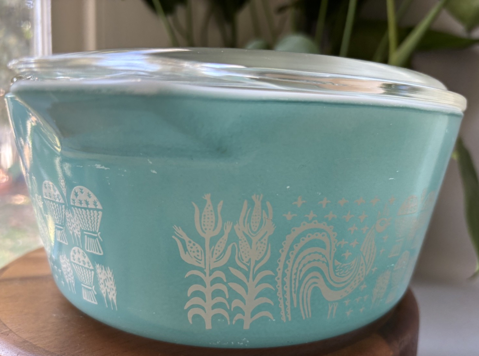 Pyrex Amish Butterprint 475 Casserole w/ 475-C Lid 2.5 Qt Turquoise ...