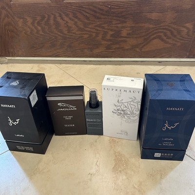 Rack Store COLOGNE/ Beard Oil LOT OF 5 Jaguar , Afnan, Lattafa Tommy B, & More