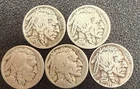 Lot (5) Buffalo Nickels Full Date 1917 1919 1923 1924 1935D KM134 Free Shipping