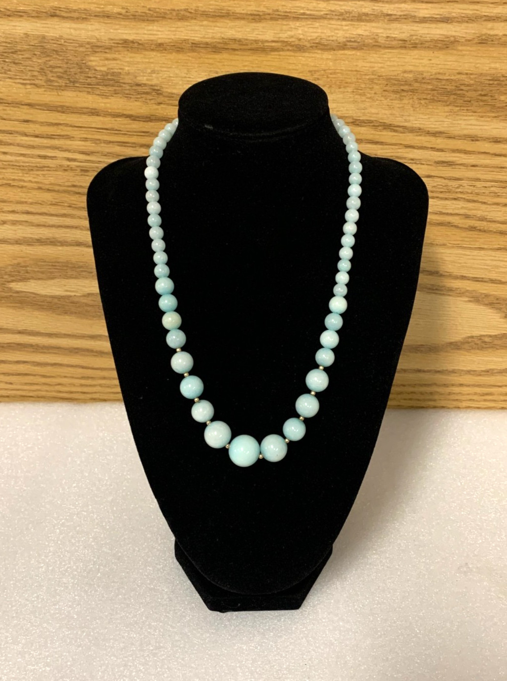 Vintage Jay King Jade Green Beaded Necklace of Natural Jade 18'' LONG