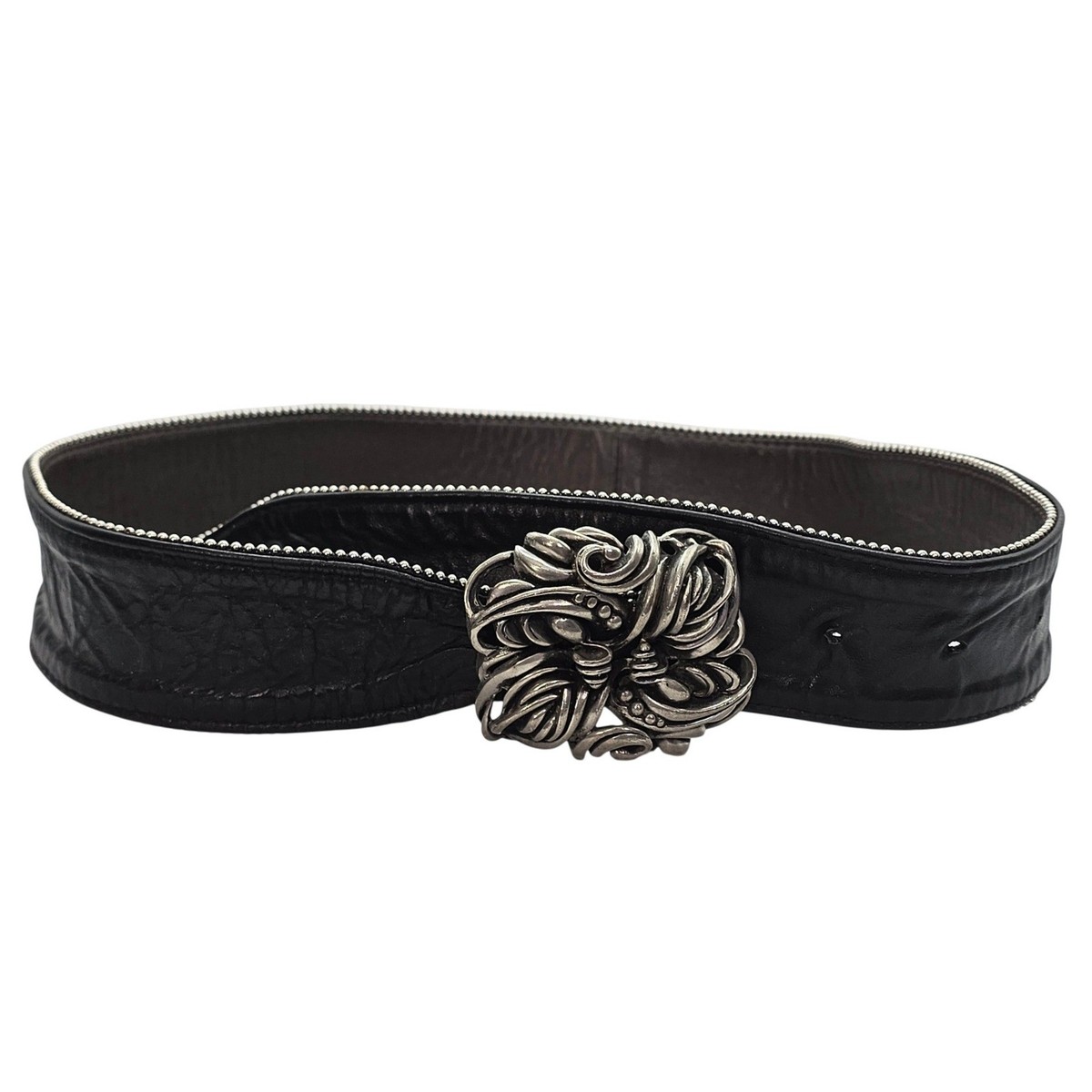 Vintage belt  Fahrenheit  Gold Statement, Black Leather 36” Betty Belt Leather Black Belt – Flattered main image 4
