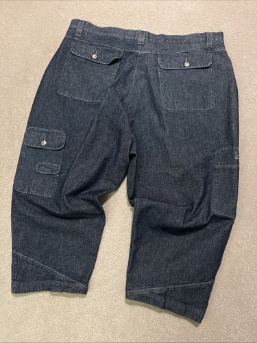 Vintage Baggy Jeans FJ560 Herren 48 Y2K Wide Leg Dunkelblau Verwaschen 90er Schnalle Hose - Bild 11 von 13