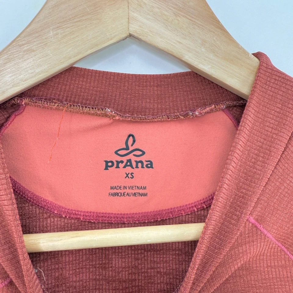 PrAna Pullover Rojo/Naranja Acanalado Crop Top Ropa Activa Camisa XS Sostenible Foto 3 de 4