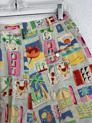 Vintage 80s The Eagles Eye Shorts Linen Blend Beach Floral Size 10 Medium - Picture 8 of 11