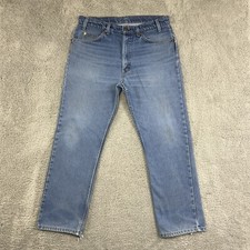 VTG 80s Levis Jeans Mzrs 34x28.5 Mens Blue Straight Leg Orange Tab Distressed