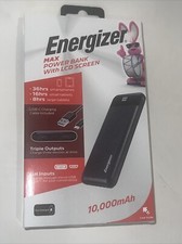 Energizer Max 10,000mAh Portable Power Bank - Black - UE10058 Triple Outputs.