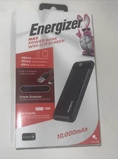 Energizer Max 10,000mAh Portable Power Bank - Black - UE10058 Triple Outputs.