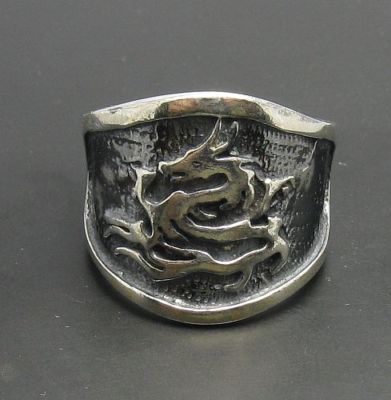 Echt Sterling Silber Ring Band Drache gepunzt massiv 925 Handarbeit Kaiserin