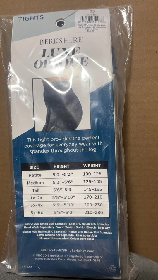 Berkshire Luxe Opaque Black Tights Control Top SIZE TALL - Image 3 of 3