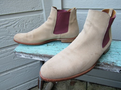 TAFT Natural Tan Suede Slip-On Chelsea 