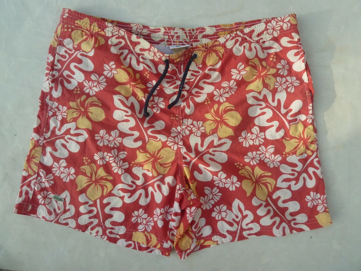 Lacoste Vintage Beach Swim Shorts Men s Large Red Made in Spain Lined