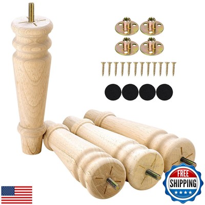Maricome Unfinished Furniture Legs 8 inches Set of 4 Replacement Legs for Dre