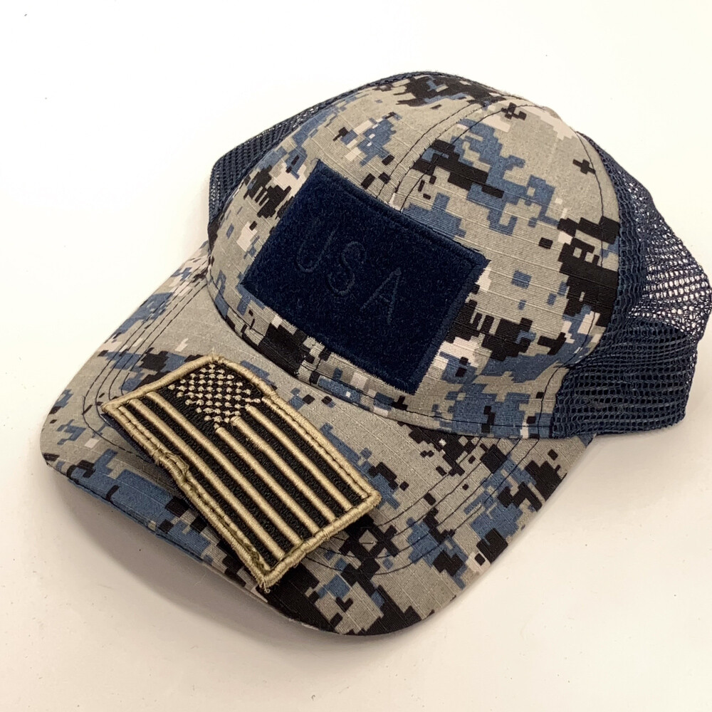 American Flag Hook Loop Patch Trucker Cap Digital… - image 3