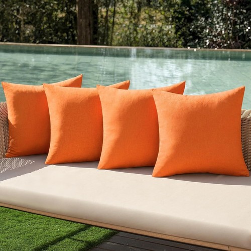 Decorative Outdoor Throw Pillow Covers 18 x 18 Orange Pack of 4