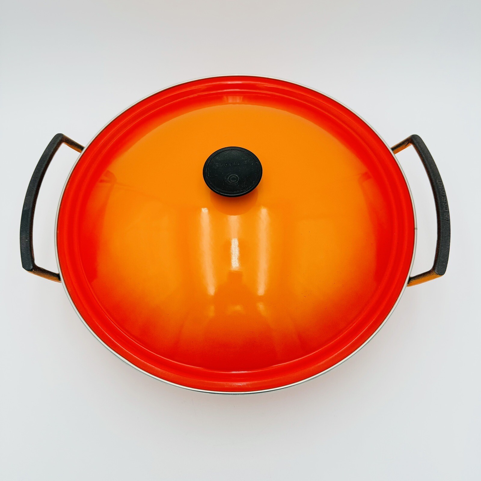Le Creuset Enameled Wok Flame Orange 14" Cast Iron Pan Made In France