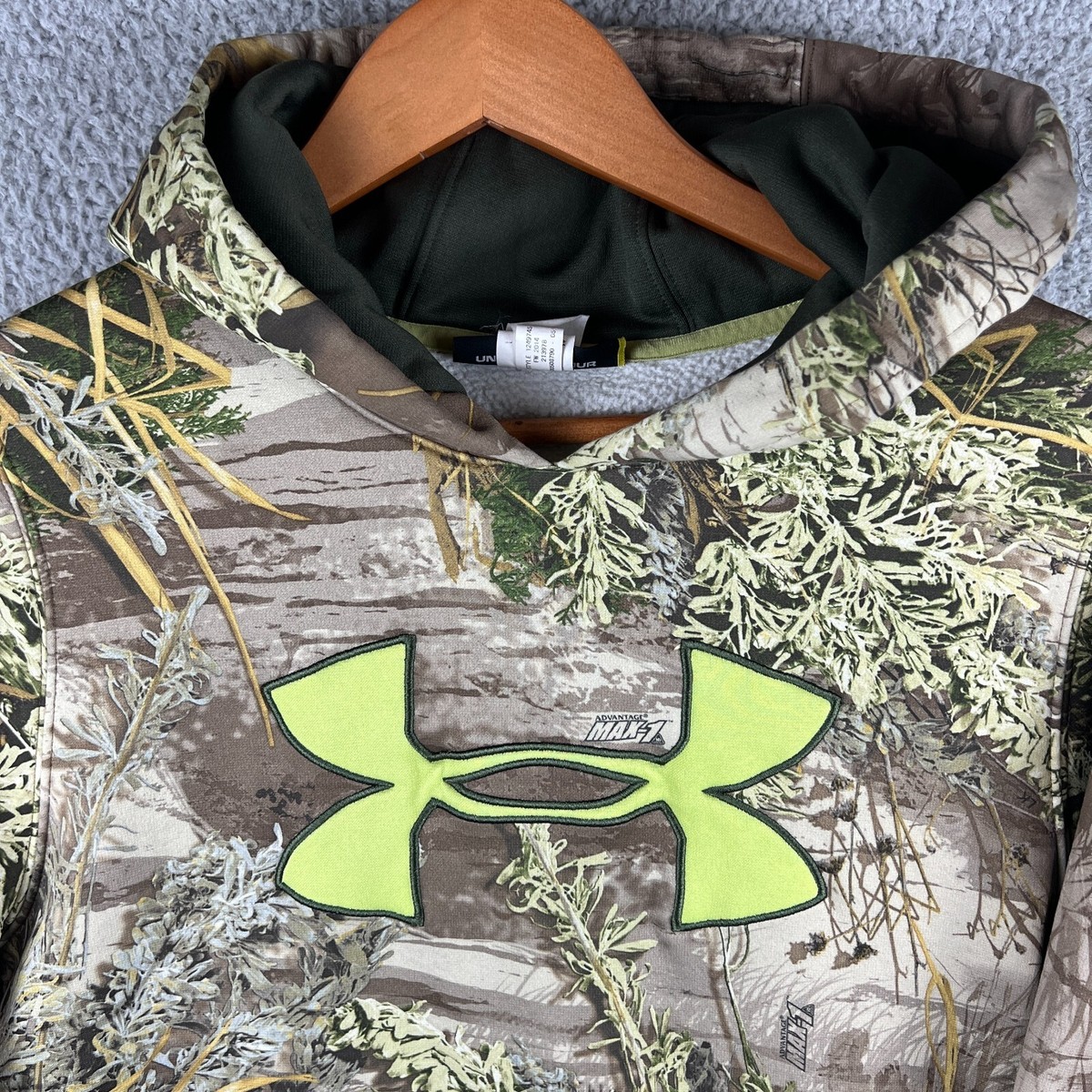 Under Armour Hoodie Mens Small Beige Camouflage Advantage Max Realtree  Hunting