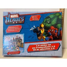 Marvel Heroes 3D Sticker Kit Build and Decirate Open Box Extra Sticker Sheet
