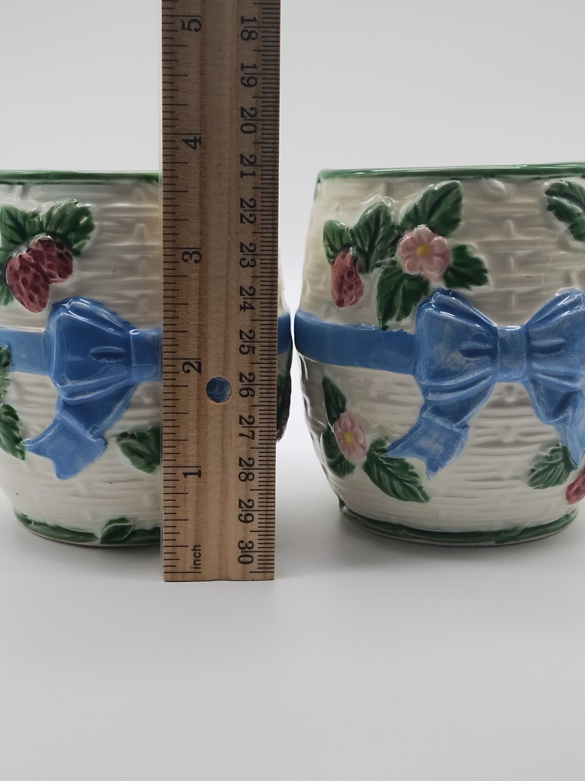 The Haldon Group Set Of 2 Blue Bow Basket Weave Mugs