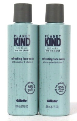 2 Count Gillette 6.7 Oz Planet Kind Cucumber & Vitamin E Refreshing Face Wash