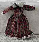 VINTAGE BARBIE DRESS CLONE BLACK BOW PLAID RED AND GREEN