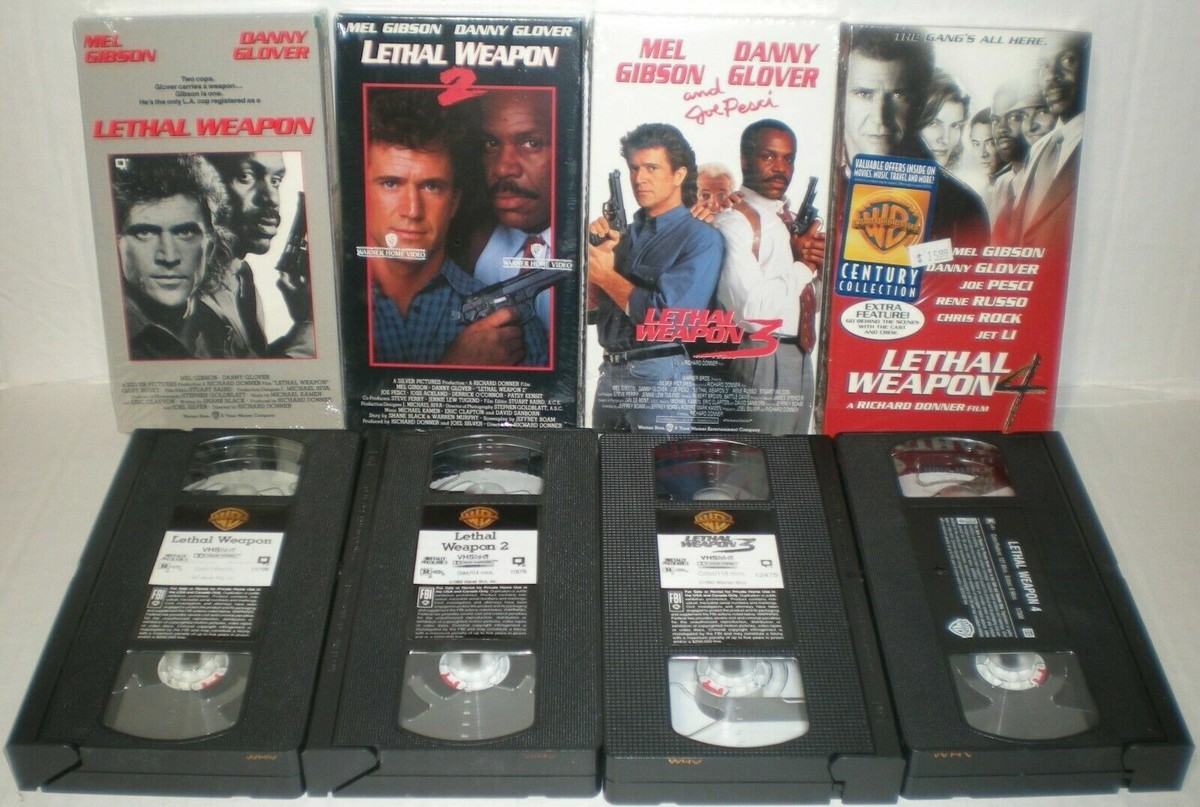 Lethal Weapon 1, 2, 3 & 4 VHS LOT ( Of 4 ) Shelf Mel Gibson Danny