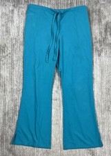 Adar Scrub Pants Medium Blue Green Flare Leg Drawstring Casual