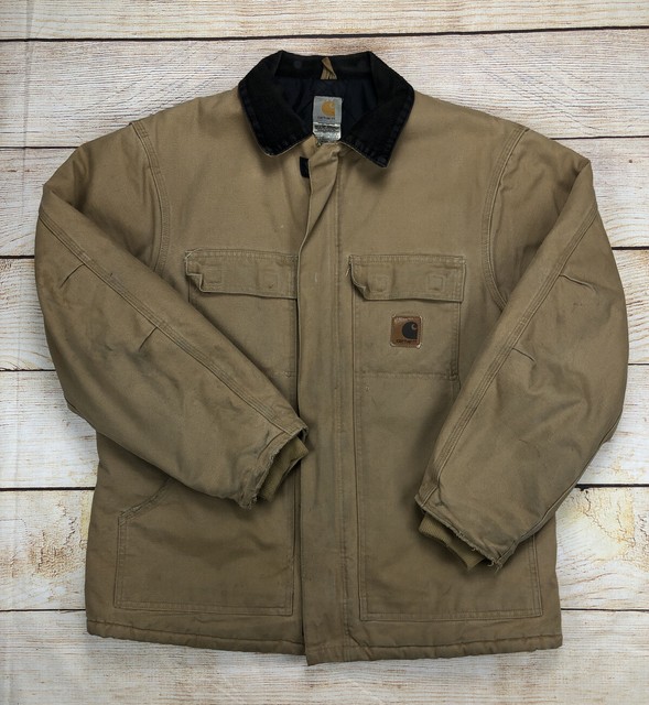 Carhartt C26 CML Artic Quilt Lined Sandstone Duck Canvas Jacket Menâs Large L | eBay