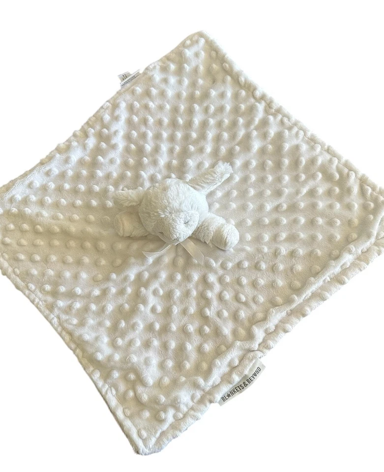 "Mantas & Beyond Cordero Blanco Minky Dot Manta de Seguridad Lovey Peluche 14""" Foto 2 de 4