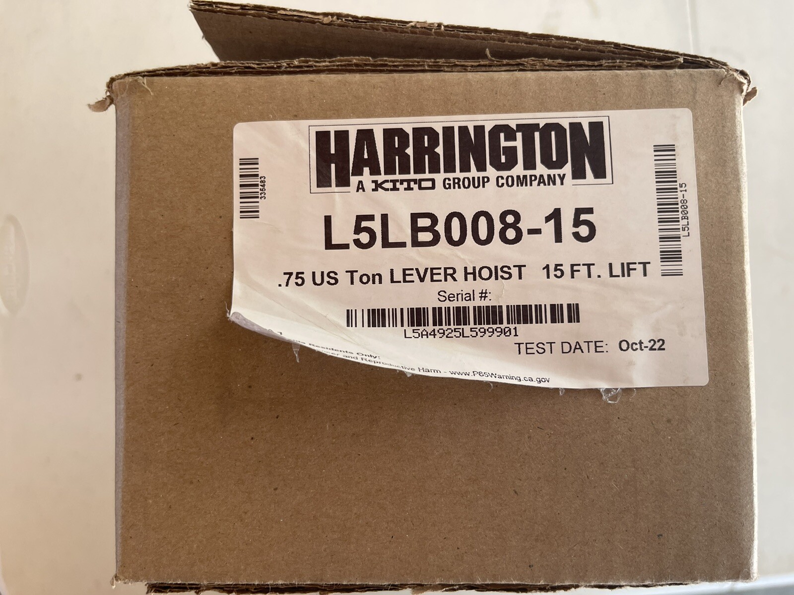 HARRINGTON LB00815 Lever Chain Hoist,15 ft. Lift,1500 lb. eBay