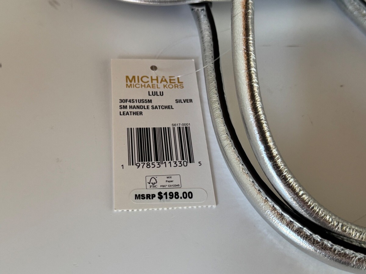 MICHAEL KORS LULU SMALL MINI DUFFLE SATCHEL LEATHER BAG SILVER | eBay