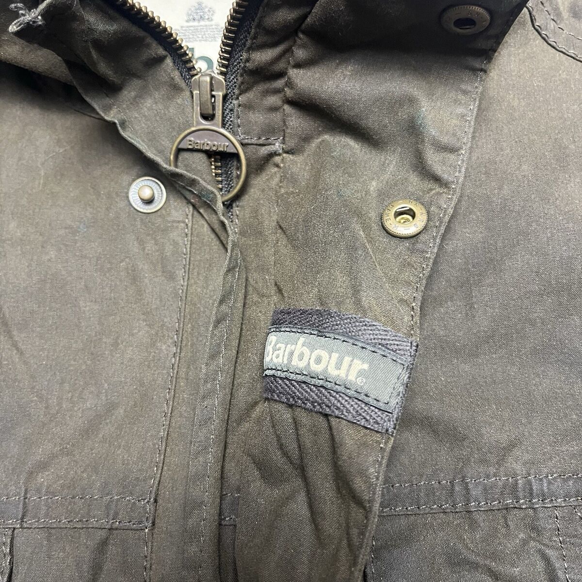 Barbour New Utility Waxed Cotton Jacket Coat Olive Men's M Barbour New Utility Waxed Cotton Jacket Coat Olive Men's M