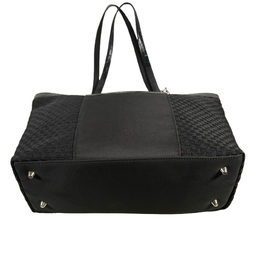 Bolso de Mano Vintage Y2K Coldwater Creek Tejido Negro Cesta Grosgrain - Imagen 6 de 14