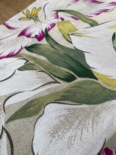 Green and Purple Floral Print Fabric (318 x 154cm) - Picture 3 of 4