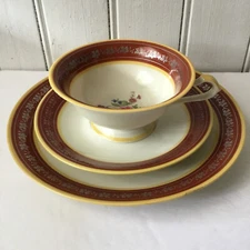 Vtg 3pc Eschenbach Porcelain Tea Cup Saucer Salad Dessert Plate Germany US Zone