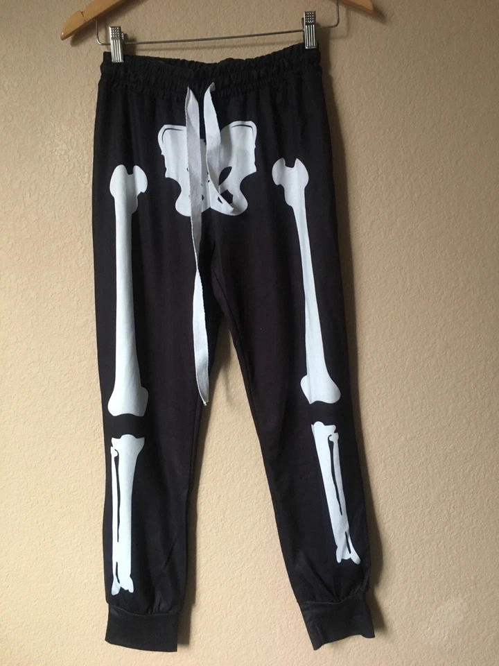 Новый с Ярлыками Хэллоуин скелет ноги кости шнурка эластичный пояс бегун брюки S/2/4 - Изображение 4 из 4
