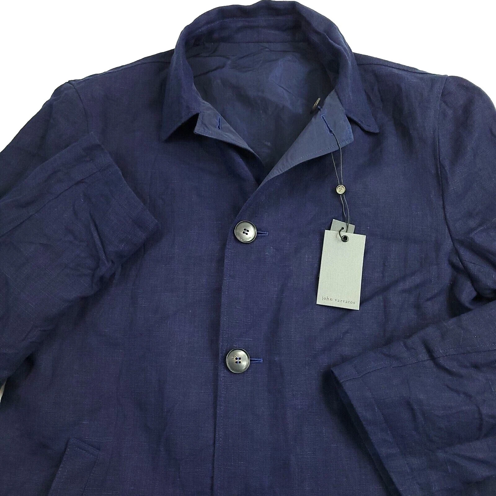 John Varvatos Collection Linen Trench Coat Mens (EU 48) US 38 Blue Reversible - product detail image 1