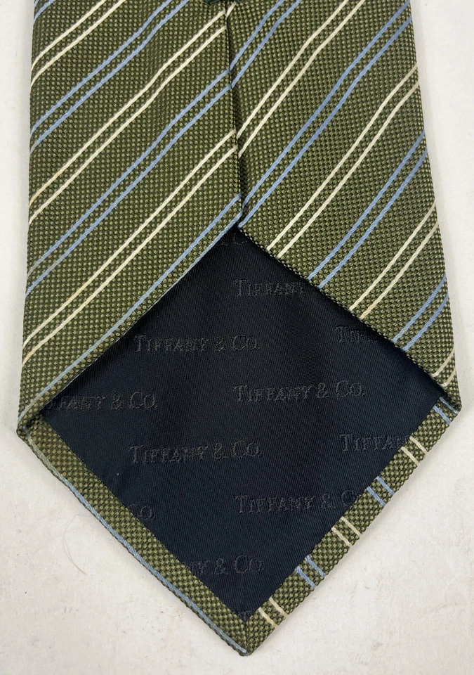 Corbata a rayas de seda verde TIFFANY & CO hecha en Italia 58x3,75 Foto 3 de 4